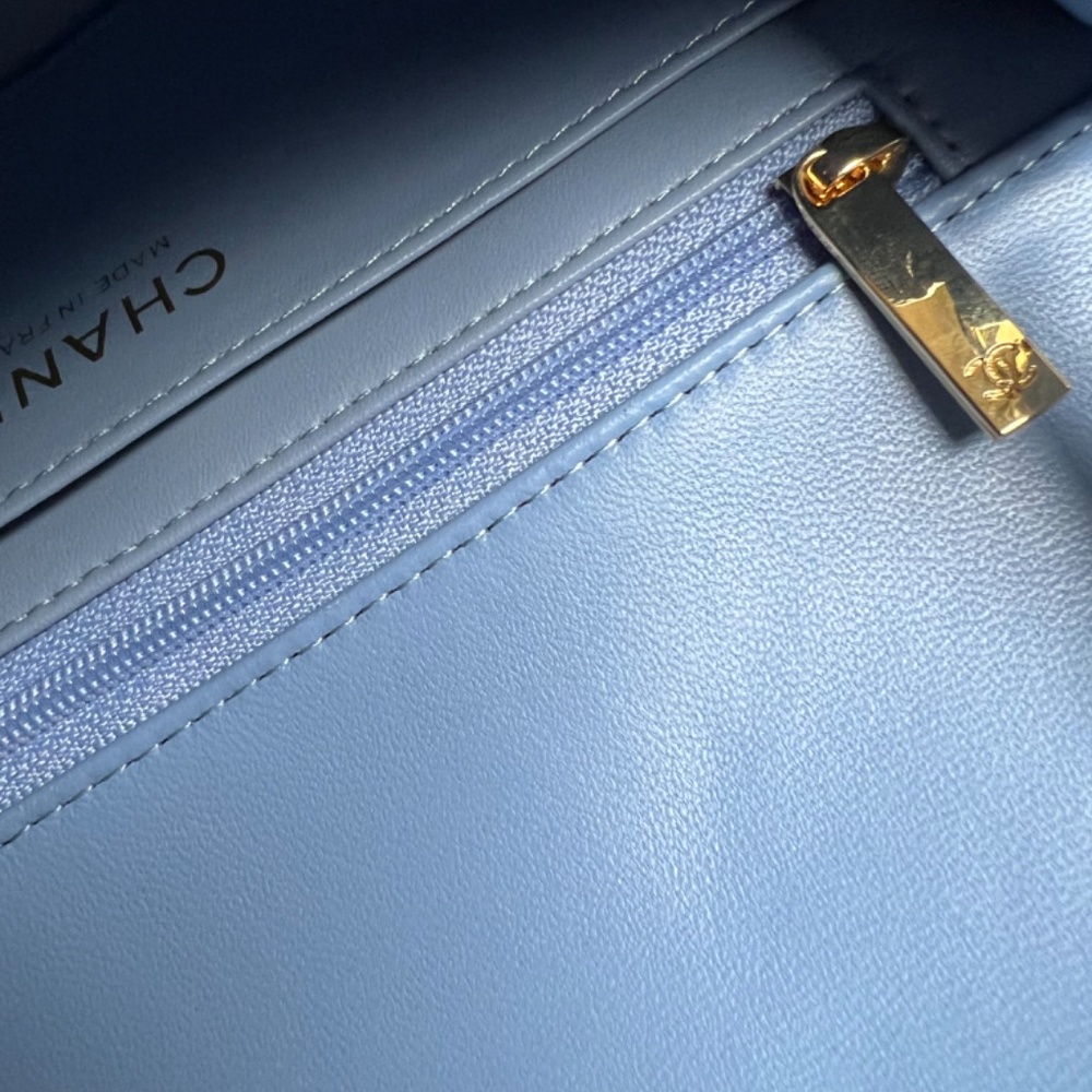 CHANEL Lambskin Quilted Mini Rectangular Flap Light Blue - Picture 7 of 9